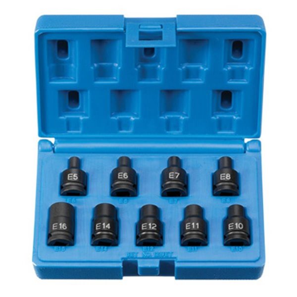 Cool Kitchen 38 in. Drive 9 Piece External Star Impact Socket Set CO2571972